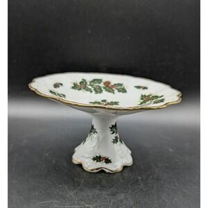 Queen's Yuletide Fine Bone China Pedestal Cake Stand Rosina England Christmas